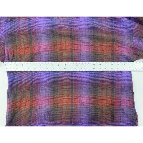 Liverpool Purple & Red Plaid Cuffed Long Sleeve Soft Top Women’s Medium - Picture 8 of 9